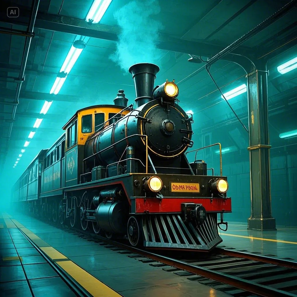 Image d'un vieux train dans un style futuriste