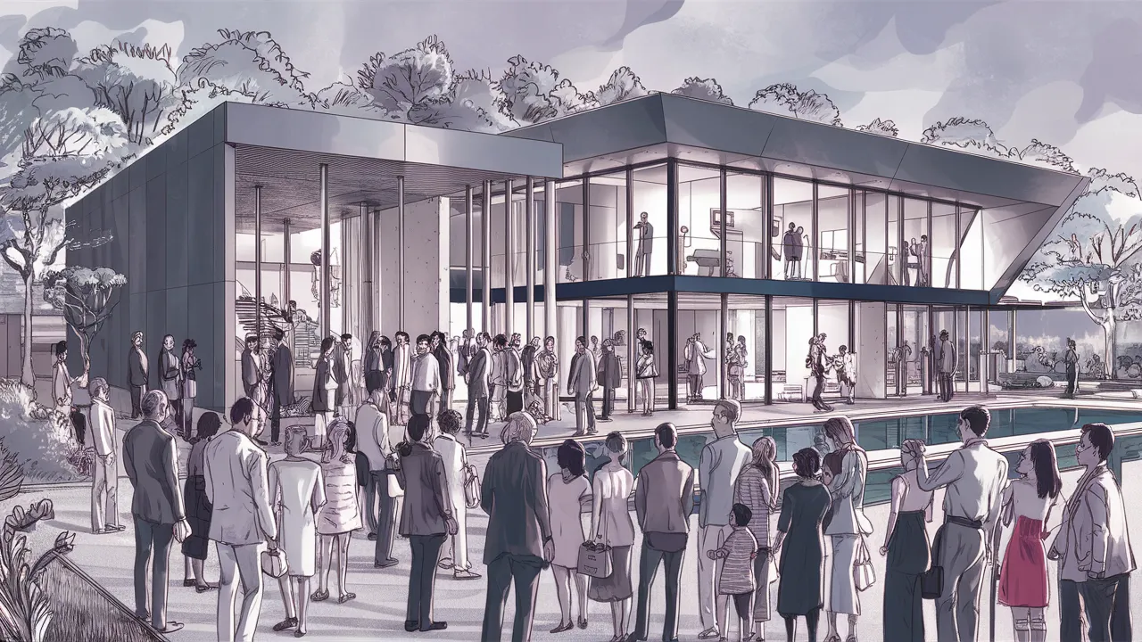 personnes visitant une maison