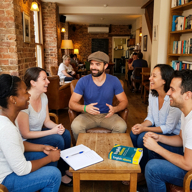 Tom animant un cours de conversation