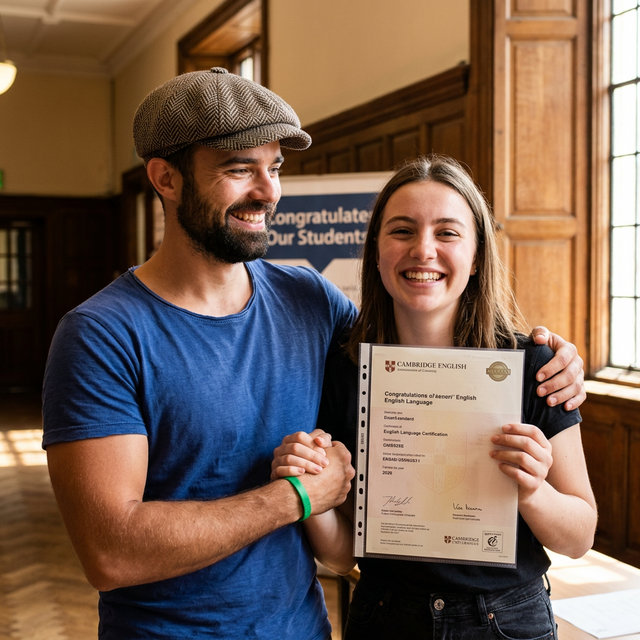 Tom félicitant un élève pour sa réussite