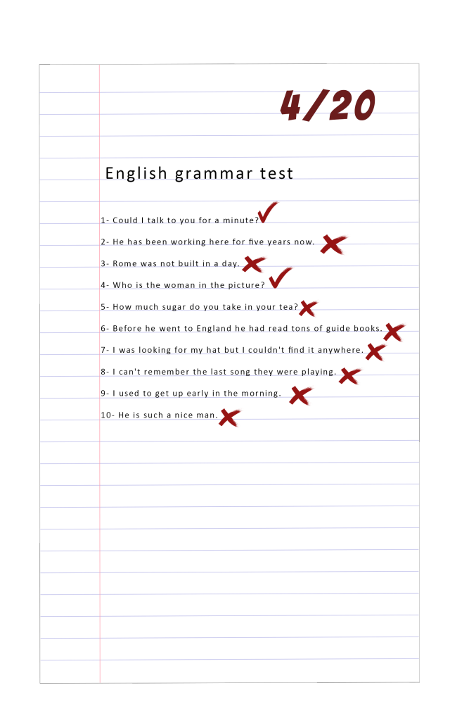 Anglais pour les collègiens 2 test d'anglais 4 sur 20