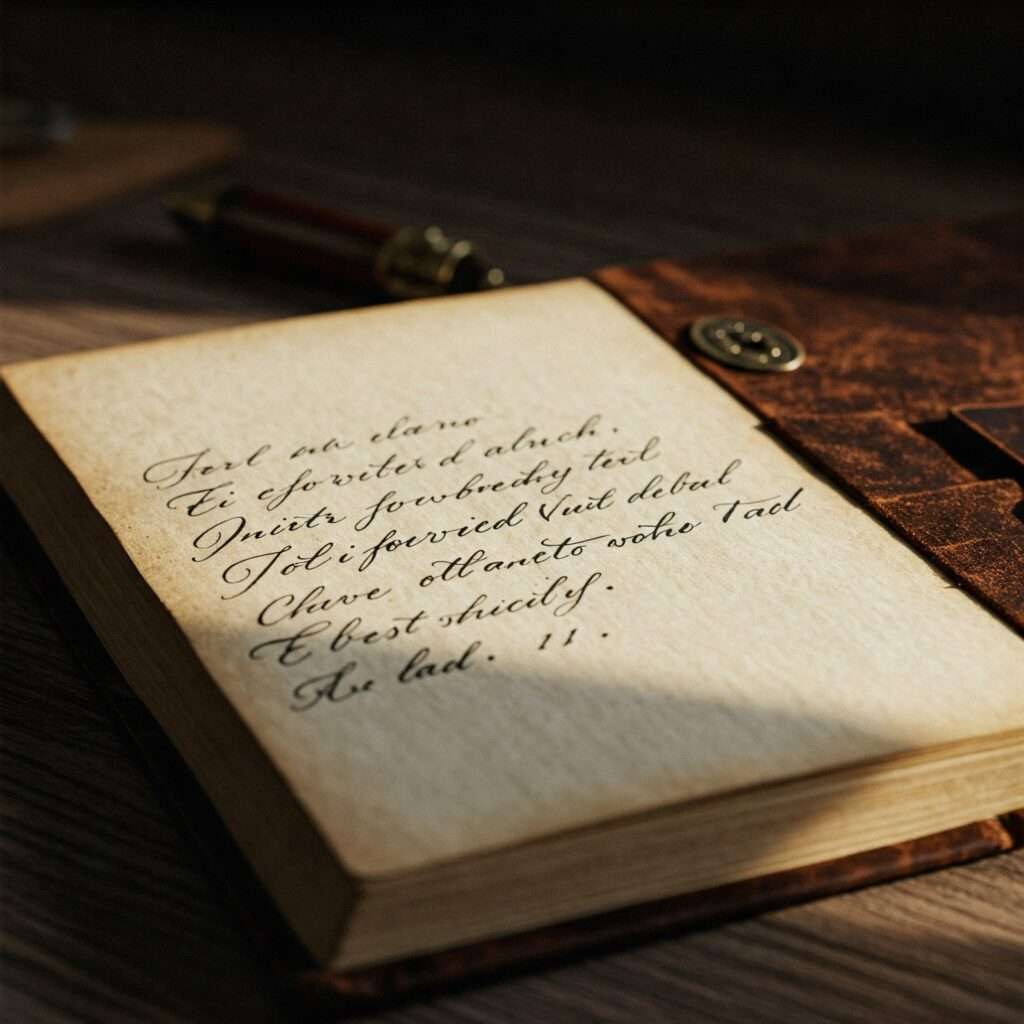 Image d'un joli carnet ouvert avec quelques mots anglais écrits